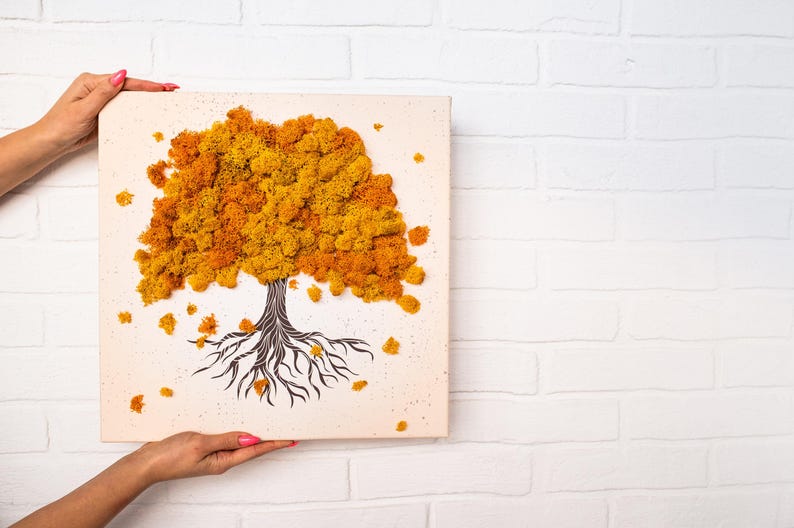 Golden Dawn Moss Tree Wall Art - Metallic Gold Tree of Life With ...