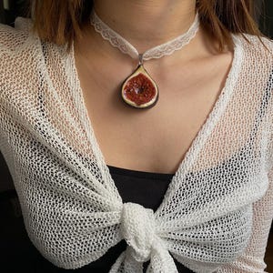 Collana di fichi pizzo chocer civetta gioielli di frutta albero di fichi civetta alternativa estetica eterea