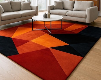 Hand Tufted Rug Modern Geometric Area Rug for Living Room  Luxury Abstract Floor Rug Contemporary Home Decor Carpet  Designer Statement Rug