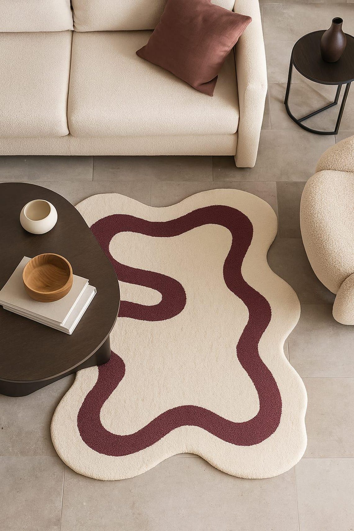 Border Irregular Shaped Rugs Brown and White Striped Shaped Rugs Odd — free download