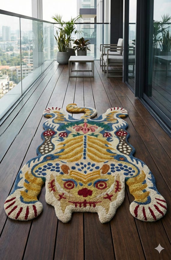 Tibetan Tiger Tufted Rugs Handmade Abstract Tiger Carpet Animal