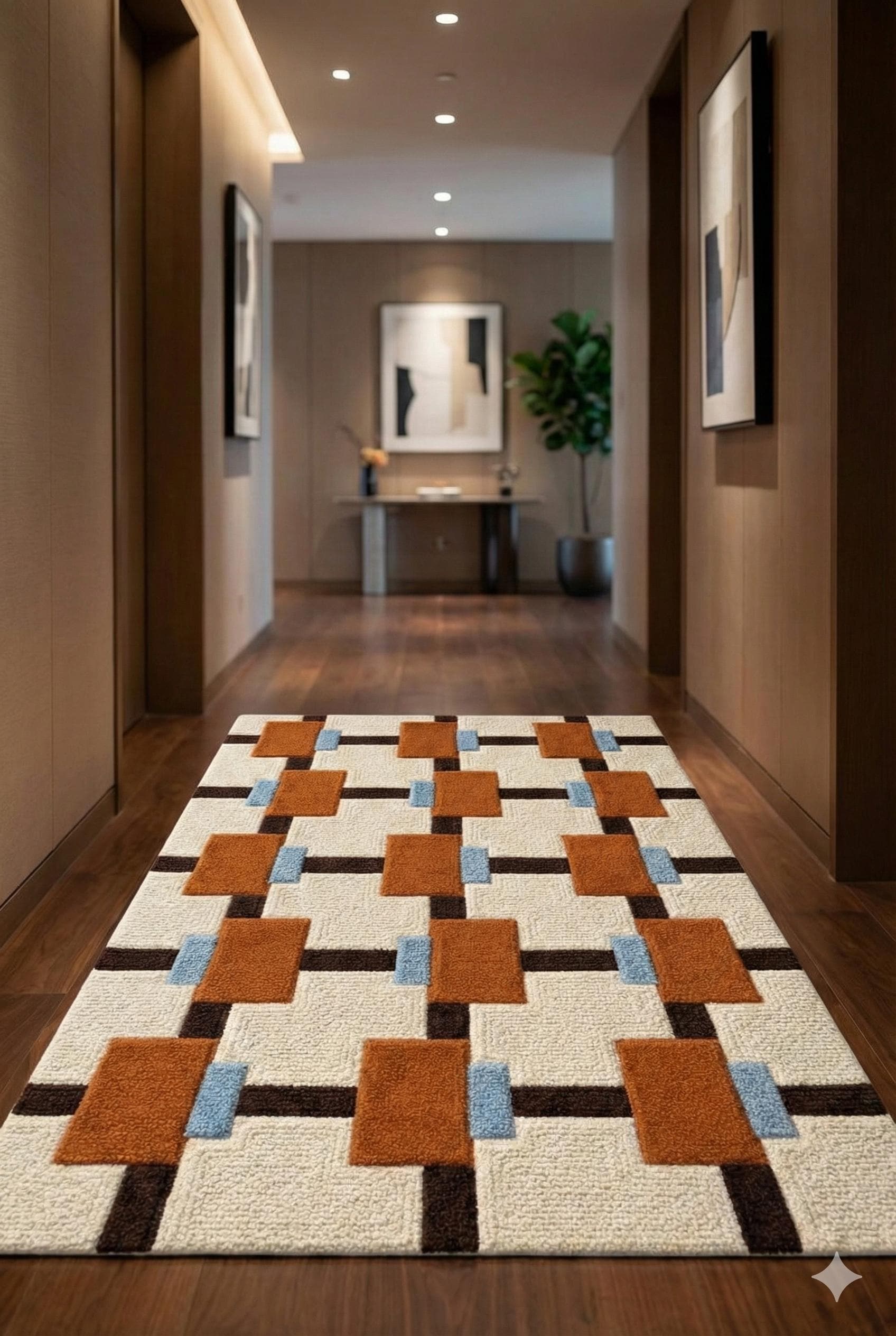 Modern Patterned Area Rug Hand Tufted Wool Area Rug, Modern Geometric Mid Century Rug, Abstract ...