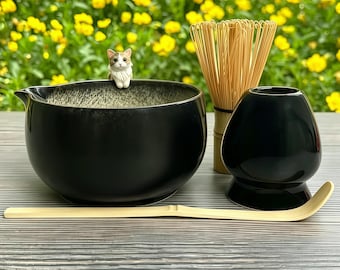 Benutzerdefinierte einzigartige Haustier Matcha Schüssel Set, Haustier Matcha Schüssel Set mit großer Kapazität, Geburtstagsgeschenk, personalisierte Matcha Schüssel, Matcha Schüssel Set, 500ML