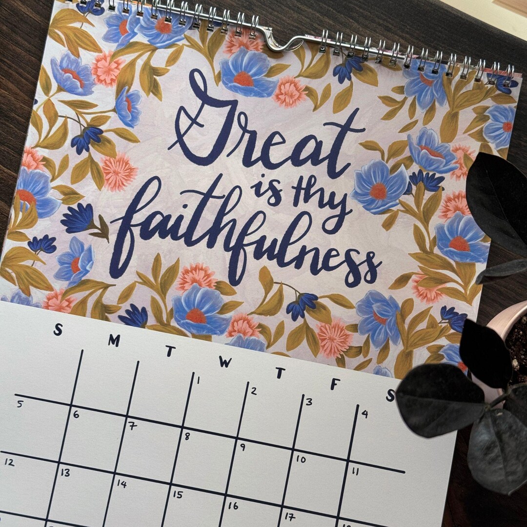 2026 Hymn Quotes Floral Wall Calendar | January – December 2026 | Hand ...