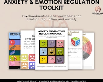 Anxiety and Emotion Regulation Workbook | Therapy Worksheets | Coping Skills | CBT, DBT & Self-Soothing Tools | Mental Health Printable