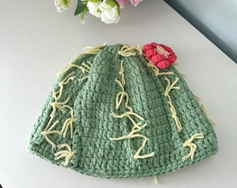 Crochet Cactus Beanie, Quirky Handmade Hat for Teens and  display picture 1