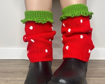 Crochet Strawberry Leg Warmers: Soft Knitted Fruity Socks