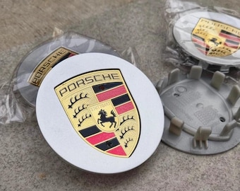 Porsche Silver Wheel Center Caps (76mm, Set of 4)
