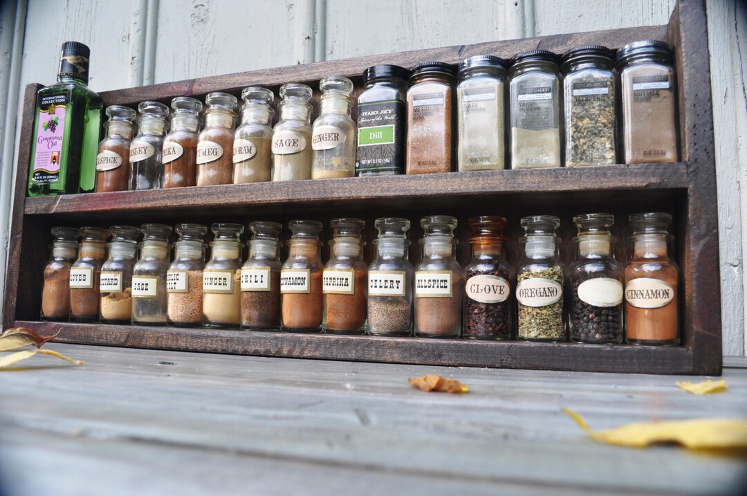 Rustic Spice Rack, Kitchen Decor, Reclaimed Wood Look, Kitchen Storage
