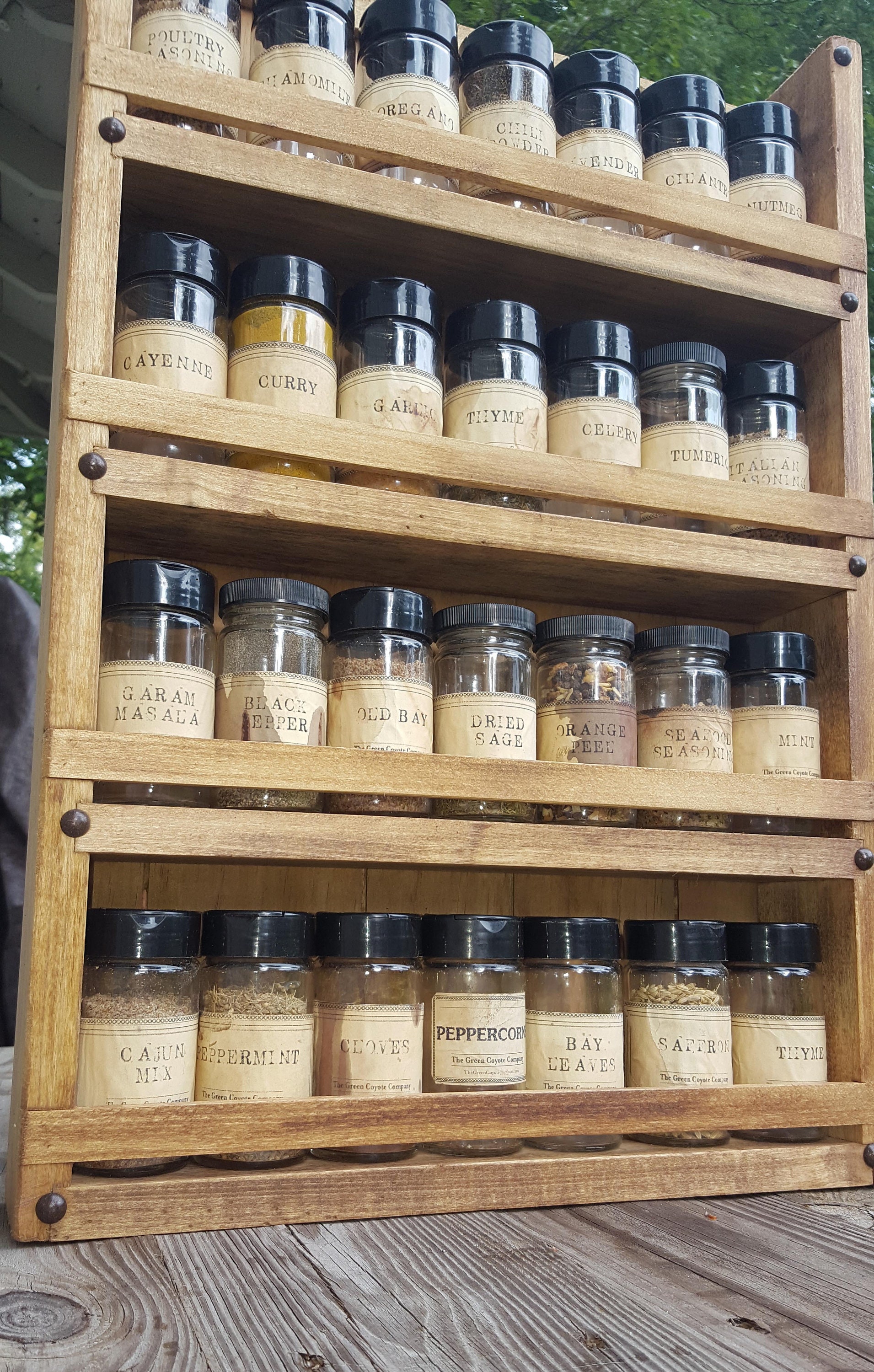 Rustic Home Decor Spice Rack Holds 40-50 Spice Jars 