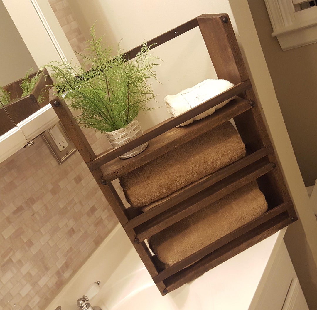 Bathroom Organizer Shelf Bath Towel Holder Bathroom Towel Etsy
