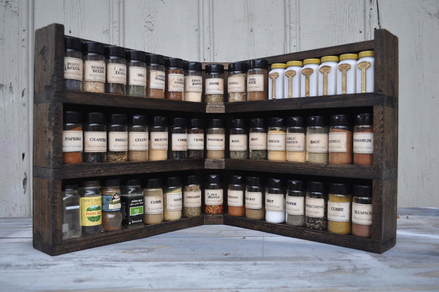 Corner Spice Rack Distressed and New Rustic Holds 45 or More Etsy