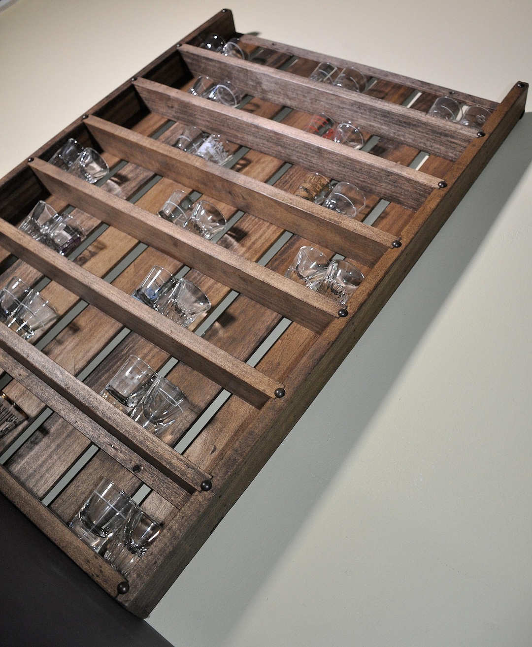 Shot Glass Display Shot Glass Holder Wall Mounted Shot Glass Etsy