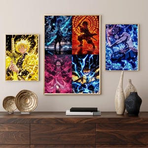 Demon Slayer Corps Digital Art Bundle, All Hashira, Tanjiro, Nezuko, Inosuke & Zenitsu Wall Art Prints, Anime Manga Collection
