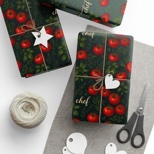Elegant Tomato Print Wrapping Paper, Festive Gift Wrap for Birthdays, Christmas, Parties, Eco-Friendly, Unique Gift Idea
