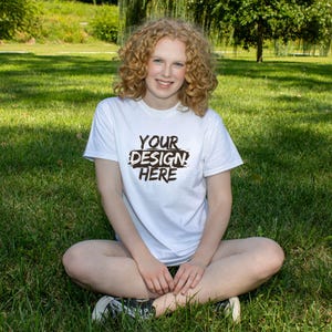Gildan 5000 White Tshirt Mockup - G500 White T-shirt Mockup - Real Model Mock - Gildan Simple Tee - Minimal Neutral Boho Aesthetic Shirt