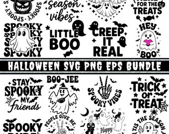 Halloween Ghost SVG Bundle, Spooky Clipart (Digital Download