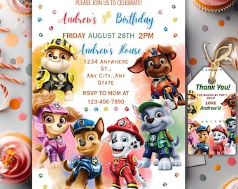 Paw-ty verjaardagsuitnodiging: bewerkbare sjabloon kinderfeestje (pdf-download)