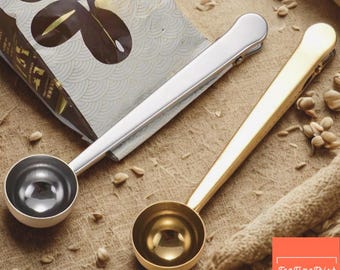 Coffee Scoop with Bag Clip 2 in 1 Coffee Measuring Spoon & Food Bag Sealer Kitchen Accessories