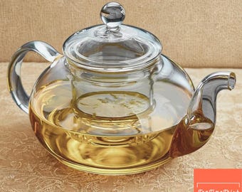 Glass Teapot with Infuser Heat Resistant Borosilicate Tea Pot Clear Loose Leaf Teapot for Blooming Tea & Herbal Brewing
