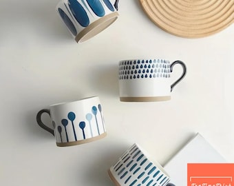 Taza de café nórdica de cerámica de gran capacidad con asa, estilo japonés moderno, ideal para el hogar o la oficina.