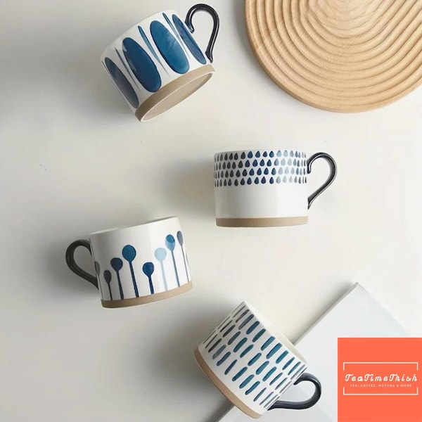 Nordic Ceramic Coffee Mug Large Capacity Cup with Handle Modern Japanese Style Tea & Coffee Cup for Home or Office