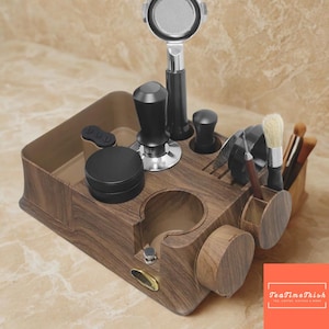Espresso Tamper Station Coffee Portafilter Holder with Knock Box 51mm 54mm 58mm Barista Tool Stand for Accessories