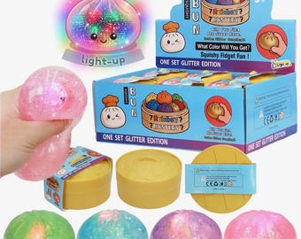 Glitter Led Light-Up Jiggly Jelly Dumpling Bao Bun Squishy
