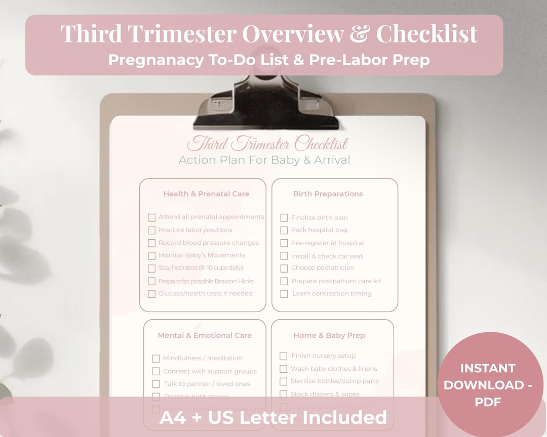 Pregnancy Third Trimester Checklist Printable | To-do List PDF | Baby ...