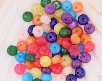 Bold Rainbow Gemstone Beads, Loose Beads for DIY Necklace, Beaded Jewelry Making, (Ocean Drive)