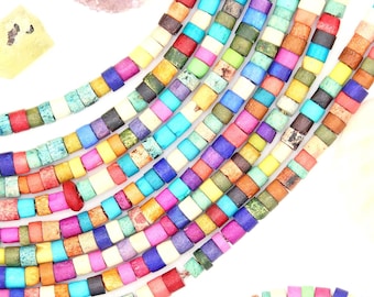 Multicolor Mermaid Reef Bone Spacer Beads: 5x4mm Heishi, Tube Shaped, DIY Macrame, Crafts, Beaded Jewelry Making, Disc Spacers