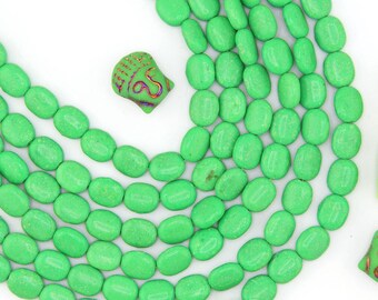 Green Magnesite Dyed Oval Beads, 8x10mm, 16 inch strand, DIY Crafts, Beaded Jewelry Making