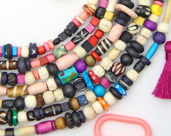 Bead Party : Assorted Colorful Hand Carved Beads for Bracelets, 5-10mm, Assorted Sizes, DIY Crafts, Beaded Jewelry Making, Macrame Beads