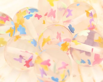 Butterflies & Flowers Large Confetti Round Italian Resin Beads, 25mm, 1 pc.