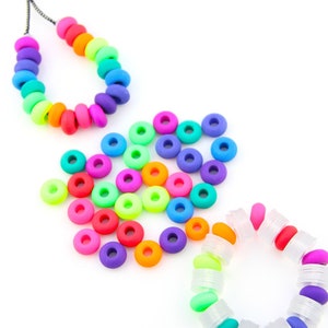 Matte Neon Large Hole Euro Rondelle Beads, Czech Glass, Choose from 10 colors, Rainbow Beads, DIY Beaded Jewelry, 16x9mm, 10 pcs, 5mm hole
