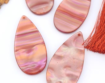 Italian Sunset Teardrop Laser Cut Italian Poly Resin Pendant 46mm, 1 Focal Charm