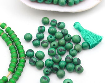 Grass Green: Real, Natural Acai Beads, South American Eco- Beads, 10mm, 100 beads, Fresh, Bright Round, Large Hole Jewelry Making Supply