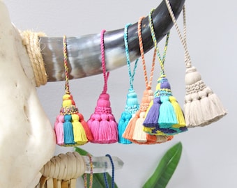 Temple Belle Home Decor Tassels, Ready to Ship Little Luxuries for Women, Purse Charm, Bag Swag, Artisan Made Fancy Bohemian Tassel, 7"