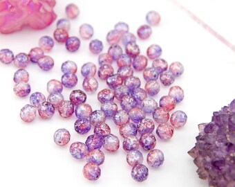 Pink & Purple Czech Glass Faceted Round with Silver Finish, 8mm, 20 Beads, DIY Jewelry Making, Macrame Beads, Round Spacers