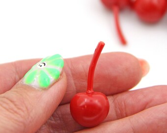 Red Cherry German Resin Charm, 1.25" Pendant, 1 Piece, DIY Jewelry Making, Focal Charm, Kitschy Style, Fruit Pendant, Fruit Charm