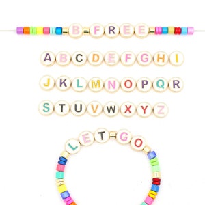 Initial Beads, Enamel Letter Beads, Round Coin Beads for Stretch Bracelets, DIY Friendship Jewelry, Alphabet Beads, Letter Charms