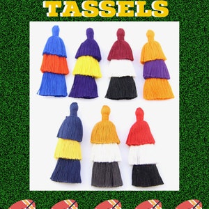 Game Day Tiered Tassels, 3 Layered Pendant for Earrings, Clear Bag Charm, Keychain, College Team Jewelry Making Supplies, 3&quot; Fringe, 1 piece