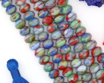 Colorful Clouds Faceted Rondelle Czech Glass Beads, 9x6mm, 25 beads, DIY Beaded Crafts, Jewelry Making, Macrame