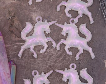 Opal Aura Unicorn Charm, 1.5" German Resin Pendants, DIY Jewelry Making, Focal Charm, Unicorn Jewelry, Kids Crafts, Mystical, Fantasy