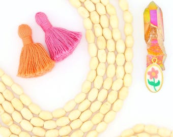 6x10mm Off-White, Cream Barrel Spacer Bone Beads, 47 Beads