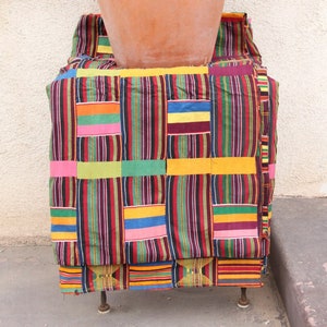 Ewe Kente Tuch aus Ghana, 1970's Vintage, Tribal gewebtes Textil, mehrfarbiger Wandbehang, afrikanische Innendekoration, gestreiftes Wohndekor Bild 1
