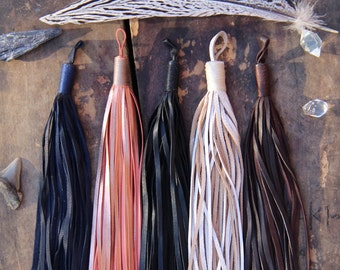 Moroccan Leather Tassel // Long Luxe // Rose Gold, Navy, Black, Brown, Tribal Designer Fringe 1 Tassel Jewelry Supply, Keychain, Accessory