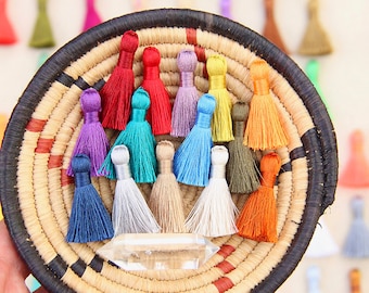 Mini Silky Jewelry Making Tassels, 1.25" Mini Silky Earring Tassels, Handmade Fair Labor Silky Tassel Supplier, High Quality, 8+ Pieces