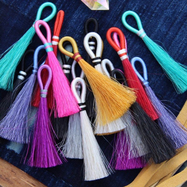 Mane and Magic Horse Hair Tassels, Handmade Fringe Charm, 4" Boho Pendant, DIY Jewelry Making, Artisan Made, 1 Tassel