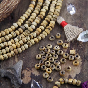 Drift: 7x5mm, Balsa Wood, Contoured Rondelle Beads, Handmade Neutral Spacers, Brown & Tan Wood, DIY Craft, Macrame, Beaded Jewelry Making